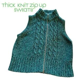 Westbound Teal Green Knit Cowl Sweater